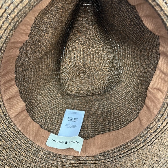 Lucky brand woman’s brown straw hat with string accent OSFM - Picture 8 of 11